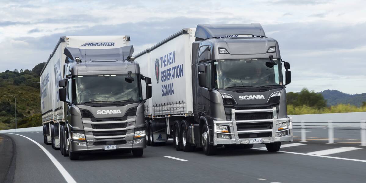 HIT THE ROAD: The New Truck Generation Scanias coming to Wagga are ideally suited to interstate work, pulling B-double trailers.