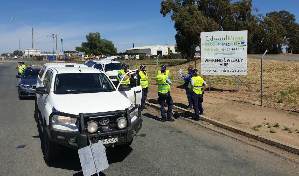 STOCK CHECK: Police at Deniliquin this week. Picture: NSW POLICE