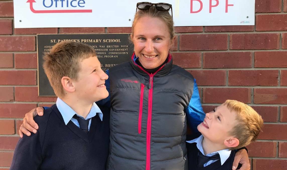 GETTING BETTER: Ange Greenhill with her sons Jack, and Eddie, last year, during the Ride for Country Kids appeal. Jack and Eddie have both benefited from Royal Far West's speech therapy work. Picture: St Patricks, Holbrook