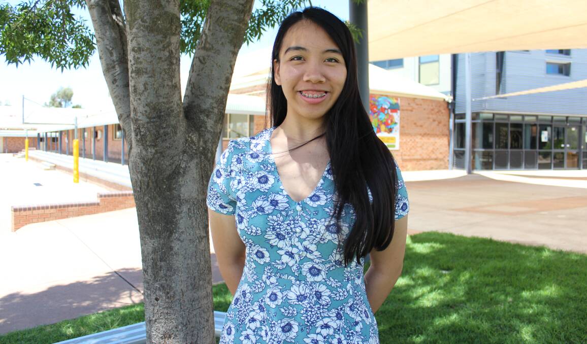 Chenny Sabay from Wagga Christian College describes herself as the "baby of the year", graduating from high school at just 16 years old. Picture: Emma Horn