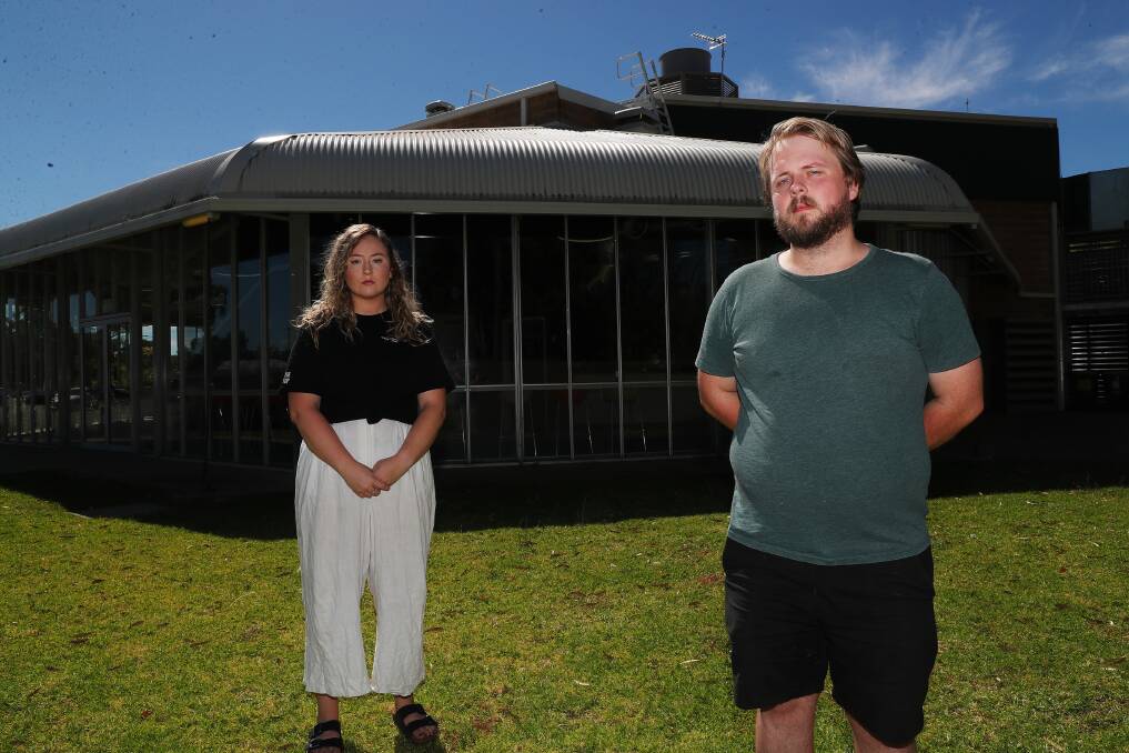 SAVE THE ARTS: Ava Castellaro and Jhi Rayner started a petition to save the creative industry courses from changes at Wagga's Charles Sturt University campus. Picture: Emma Hillier
