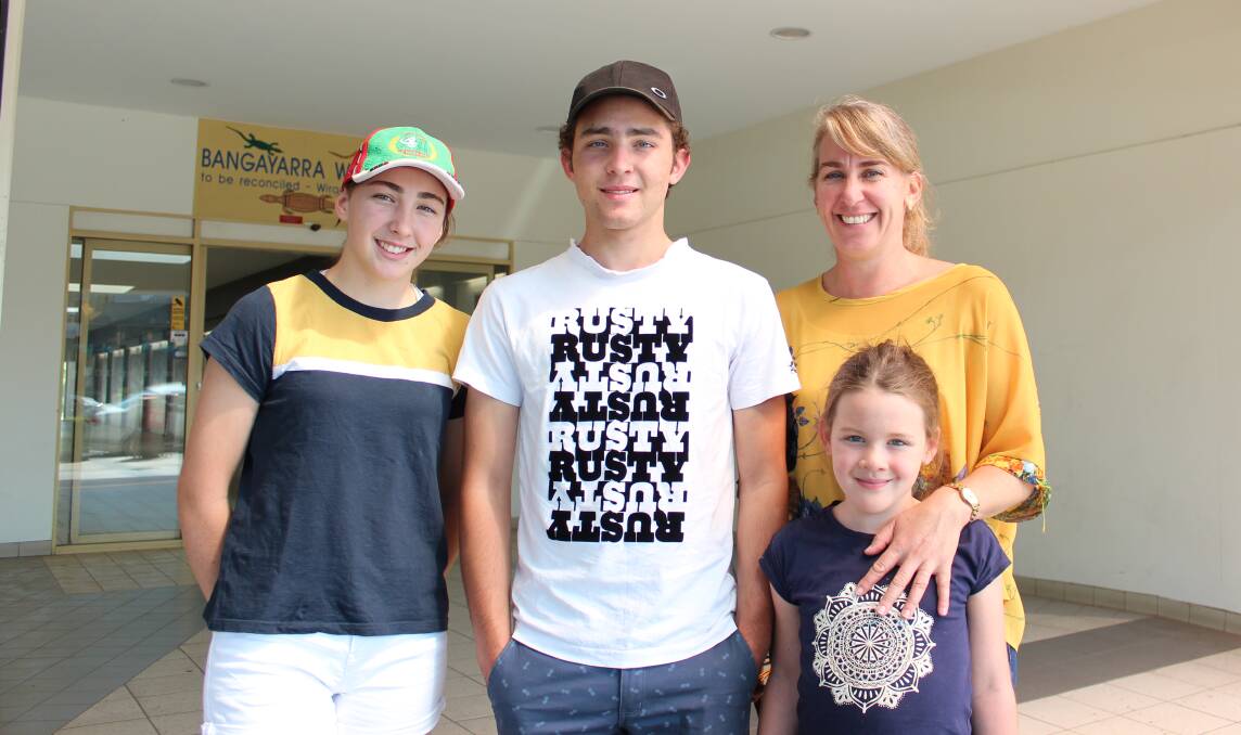 Meg Hardie from Tallimba with her children Elspeth 14, David 16, and Jess 7.