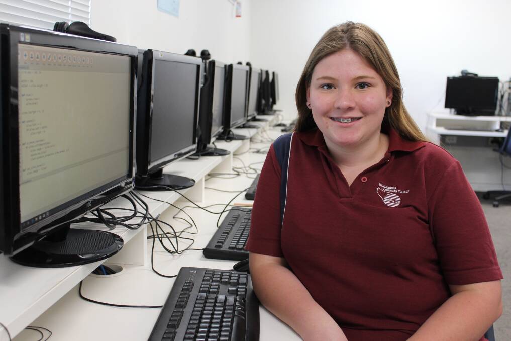 CODING IN ACTION: Year eight student Allie Harris has been learning the basic language of coding, recognising the reality that most jobs will involve it in the future. Picture: Emma Horn