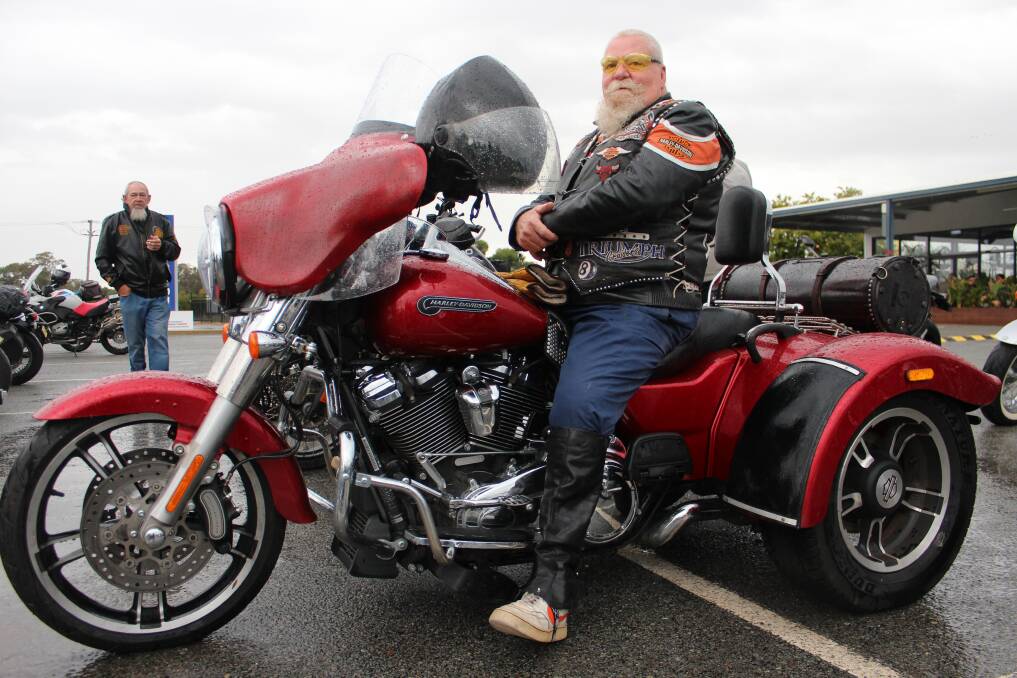 RIDING OUT: Graeme Hurst from Griffith readies to begin the 2021 Black Dog Ride on his two-year-old Harley three-wheeler. Picture: Emma Horn