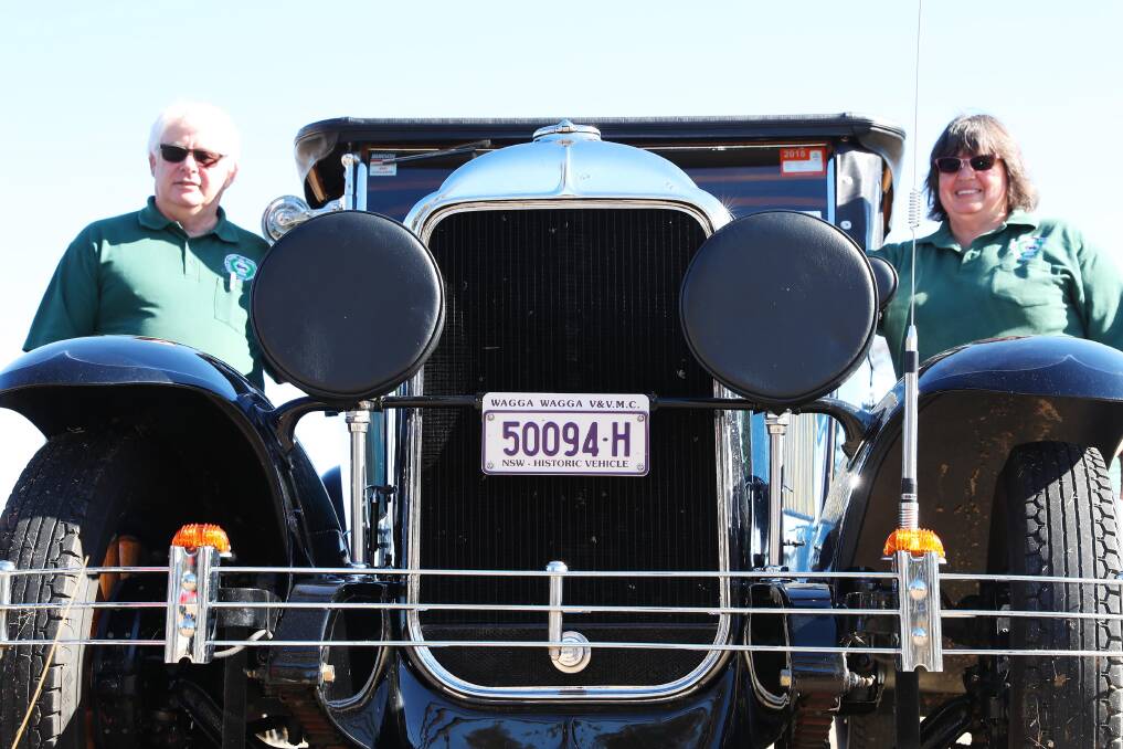OLD SCHOOL: Wayne and Janelle Clout with their 1927 Chevrolet truck at the Vintage Motor Club Show in Eurongilly. Picture: Emma Hillier.