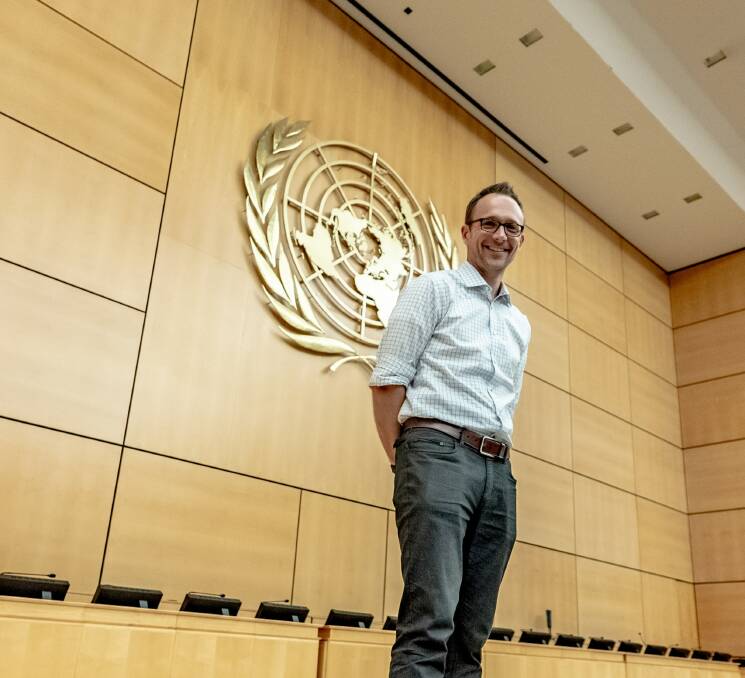 AROUND THE WORLD: Andrej Verity now works inside the United Nations headquarters in The Hague, after he moved from New York to The Netherlands in July. Picture: supplied