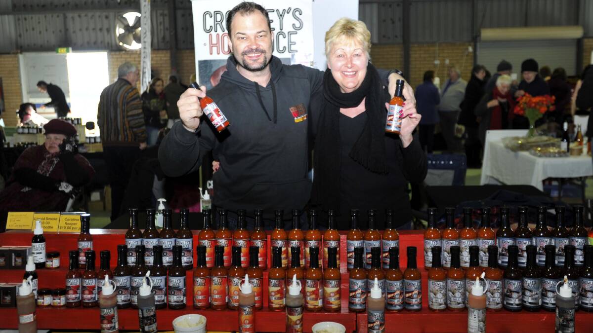 Jason Crowley and Lexie Grady from Crowley's Hot Sauce. Picture: Chelsea Sutton