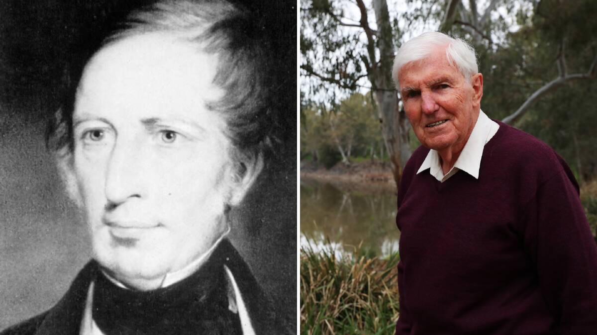 UNCANNY CONNECTIONS: Doug Hill (left) uncovered a number of close connections between his ancestors and British explorer Charles Sturt (right).