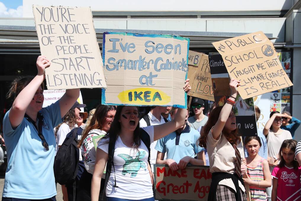 VOICE OF THE STUDENTS: Young people left their classes on Friday to march down Baylis Street in protest for climate change. Picture: Emma Hillier