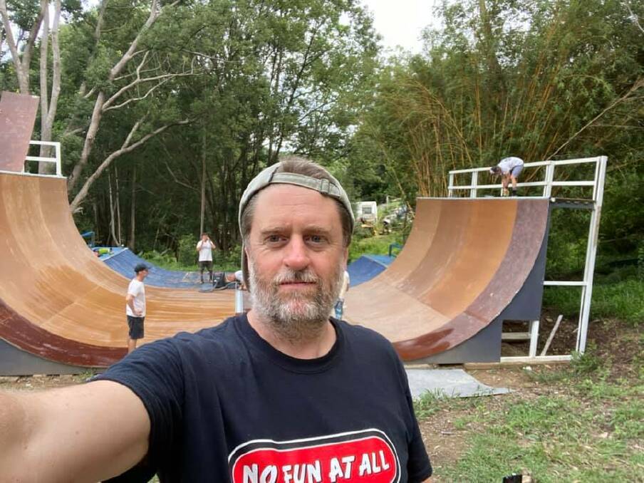 NOSTALGIA: Reliving the days of his youth, Stuart Glastonbury has constructed a vertical ramp in his backyard, reminiscent of the one he used to ride in Wagga during the 1980s. Picture: supplied