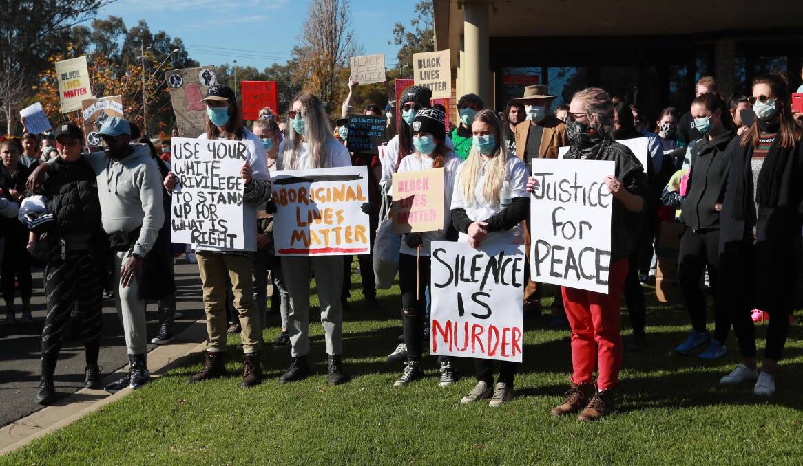 NO COMPARISON: Thousands of people turned out to Wagga's Black Lives Matter rally in June 2020, in a display of peaceful protest. Picture: Les Smith