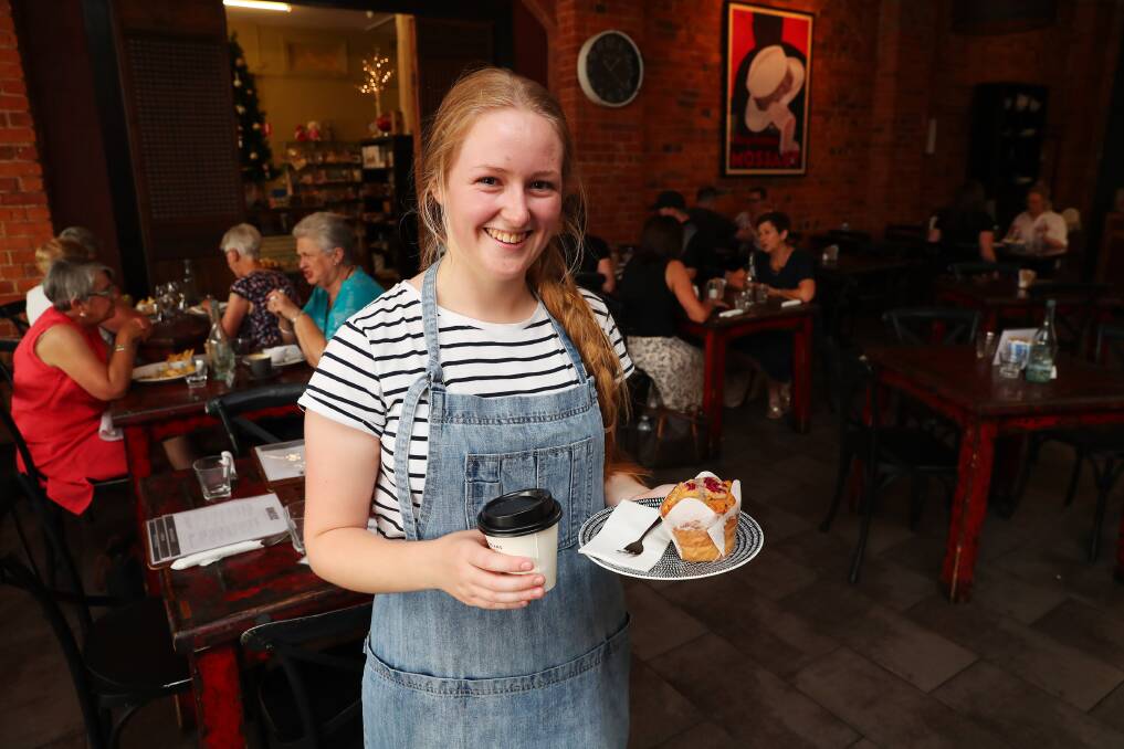 Ella Bergmeier received her HSC results while waiting tables at her part-time job. Picture: Emma Hillier