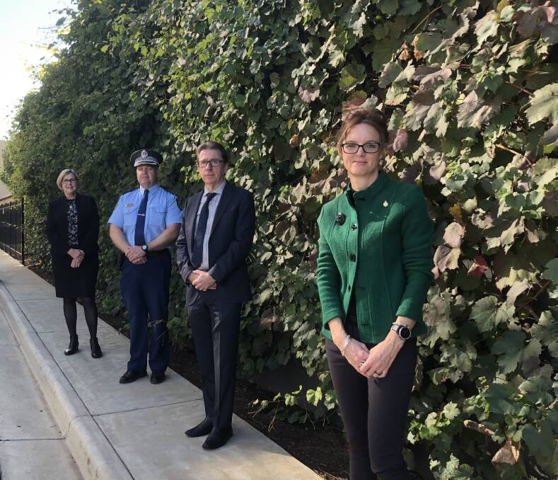 HEALTH ORDER: MLHD chief executive Jill Ludford, Superintendent Bob Noble, Member for Wagga Dr Joe McGirr and Member for Cootamundra Steph Cooke address community concerns outside the MLHD on Wednesday.