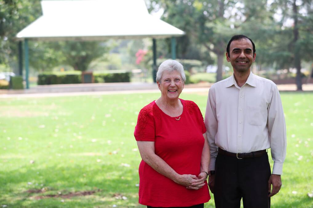 PEACEFUL PRAYERS: Member of Wagga's Catholic association Joan Saboisky and Muslim Association of Wagga chairperson Dr Waseem Afza have joined forces to host Wednesday's vigil. Picture: Emma Hillier