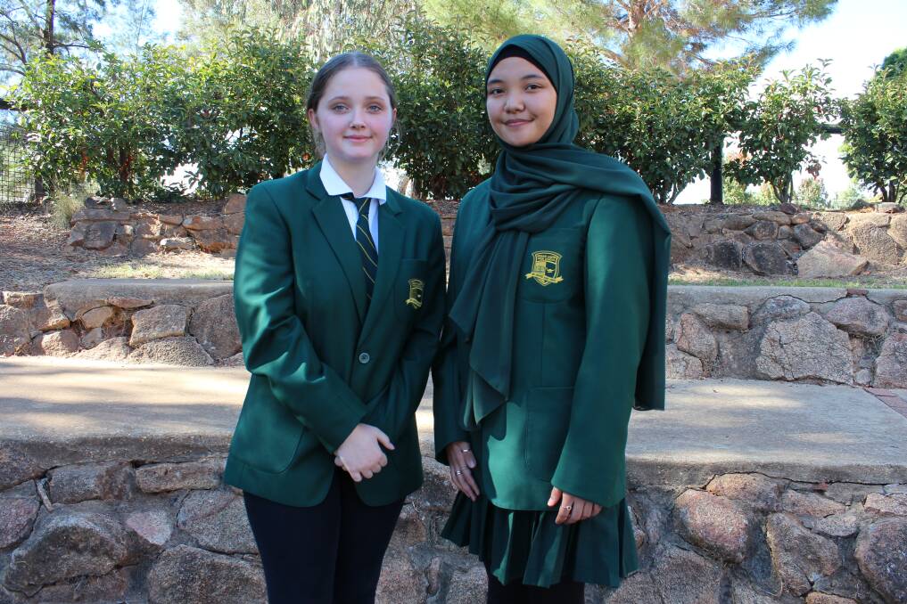 RECIPIENTS: Chloe Griffiths and Fatemeh Abbasi, both 15 years old, have been awarded the Harding Miller Scholarship. Picture: Emma Horn