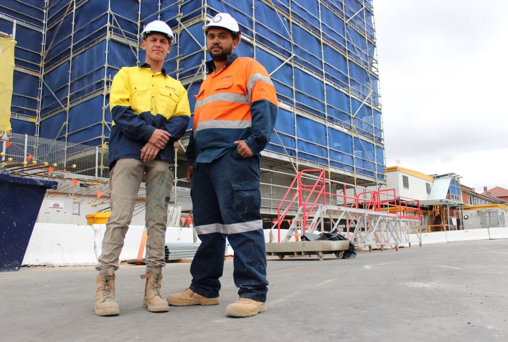 WORK READY: Brandon Traynor and Darnell Johnson, both 22, are ready to break the cycle of joblessness after securing positions on the Wagga Base Hospital expansion. Picture: Emma Horn