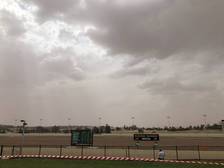Dust settles over the Wagga's trots grounds on Monday afternoon.