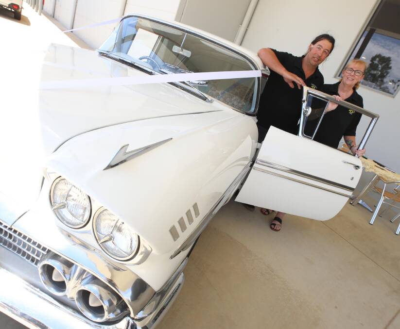 Tracey and Adam Browning of Adam's Chev Hire at Wagga's wedding expo.