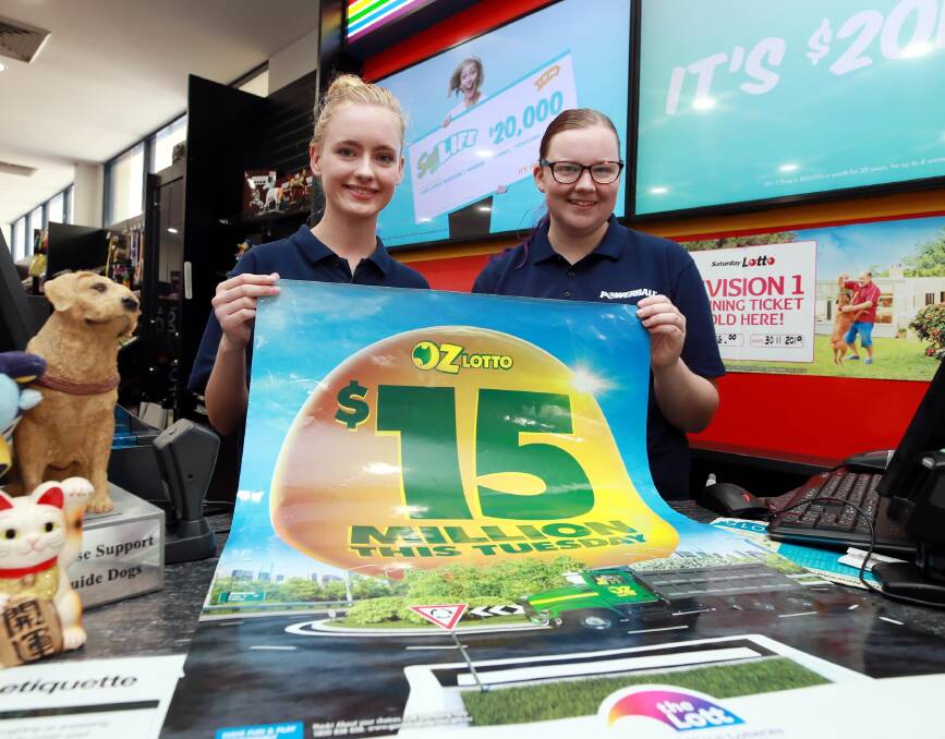 WINNERS: Charlotte Ryan and Kimberley Telford sold the winning $15 million ticket. Picture: Les Smith