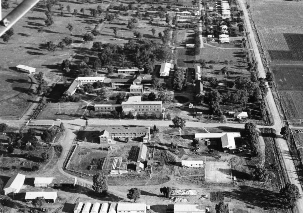Wagga Ag College in the late 1950s. The Village Way cottages can be seen towards the top right corner of the image. Picture: CSU Regional Archives