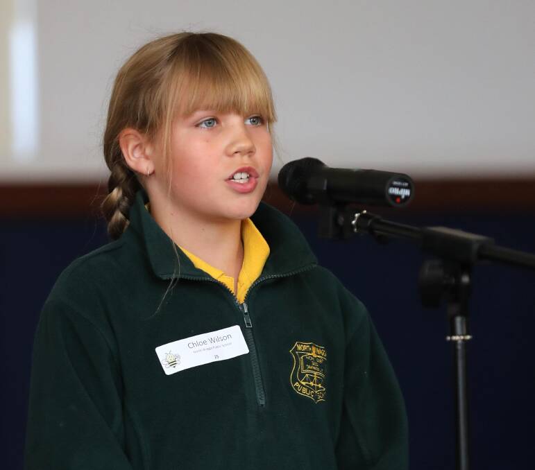 EXCELLENT ORTHOGRAPHY: Chloe Wilson from North Wagga PS competes in the junior school spelling bee regional finals. Picture: Les Smith