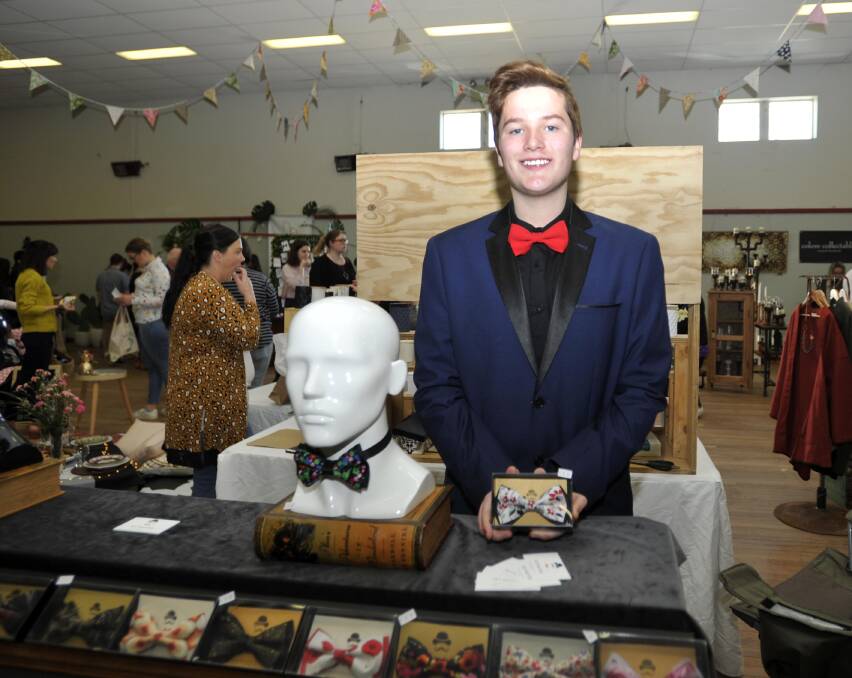 KNOT OBSESSED: Bryce Hagan 15, founder of 'Get Knotted', began selling his handmade bow-ties at the River and Wren markets two years ago. He says he will be sad to see the end of the monthly staple. 