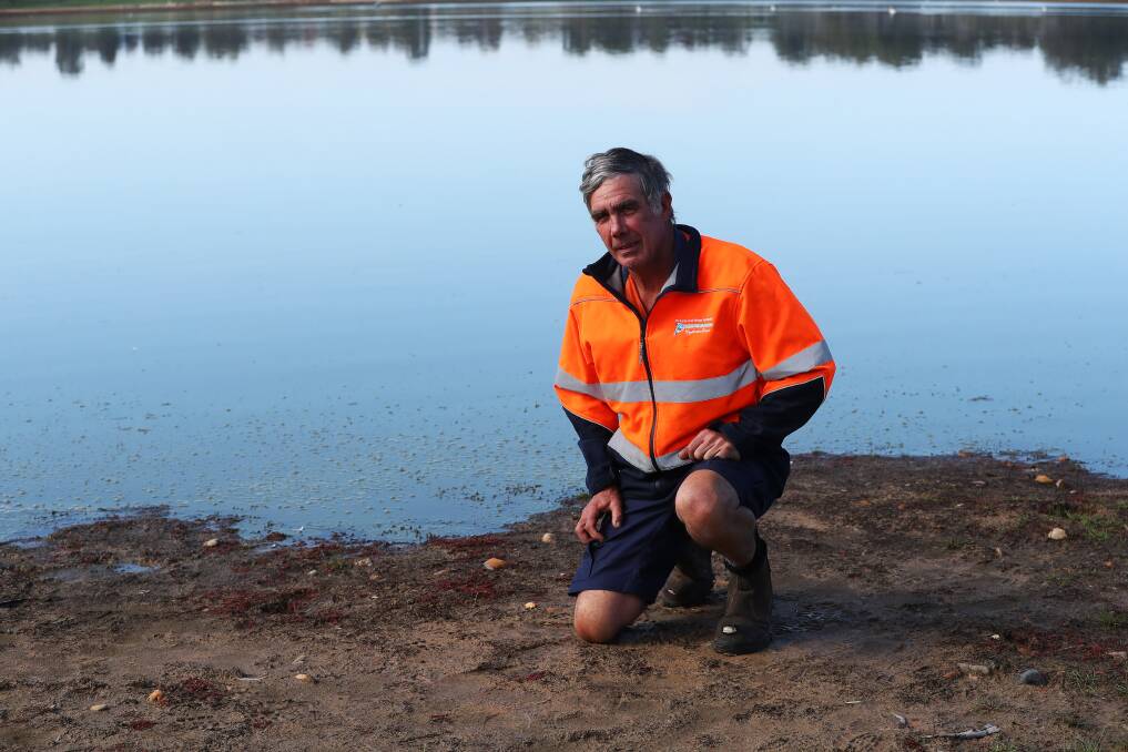 READY FOR LEVELS: Boat club commodore Mick Henderson is hopeful for a well-timed deluge that will refill Lake Albert in time for re-use. Picture: Emma Hillier