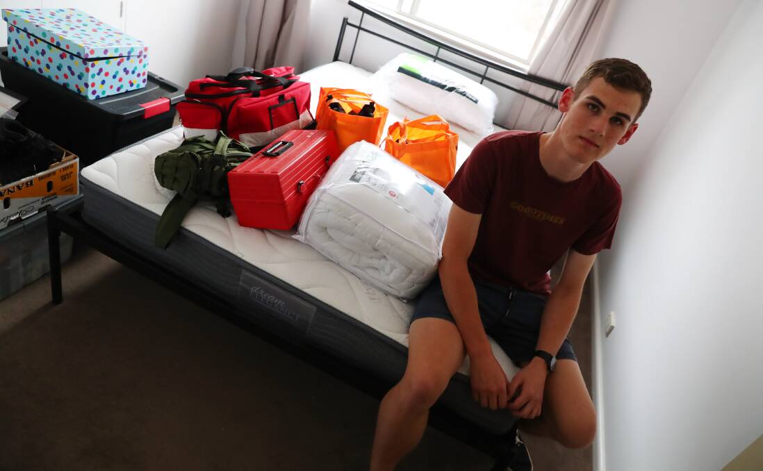 FORTUNATE FEW: Josh Rouxel, 19, managed to find a room to move into on short notice after he vacated the CSU campus accommodation at the university's advice. Picture: Emma Hillier