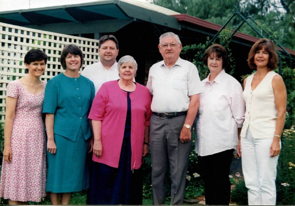 FAMILY MAN: Laurie Fromholtz (centre) surrounded by his family several years ago. Mr Fromholtz is survived by his wife, Pat, two sisters, four children, 24 grandchildren and great-grandchildren. Picture: supplied