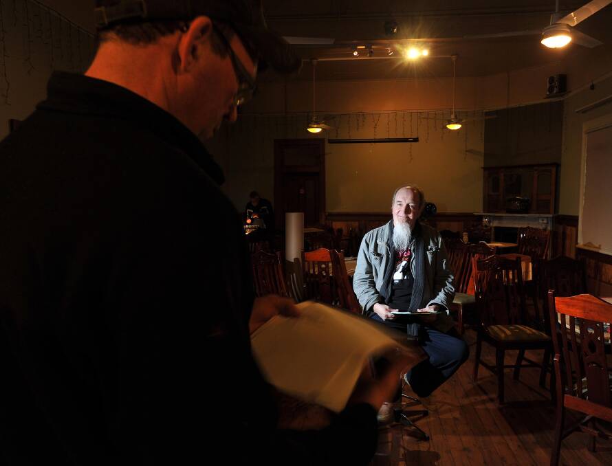 TELLING STORIES: Wagga theatre director and screenwriter Peter Cox believes a character's identity should always serve to drive the plot. Pictured during the 2013 casting of 'Backyard Ashes' a film written and produced in Wagga.
