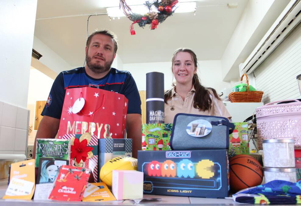 GIFTS GALORE: Manager of the PCYC Brett Somerville and Kooringal High School vice captain Chloe Hind, 17, have been collecting gifts for teens this Christmas.