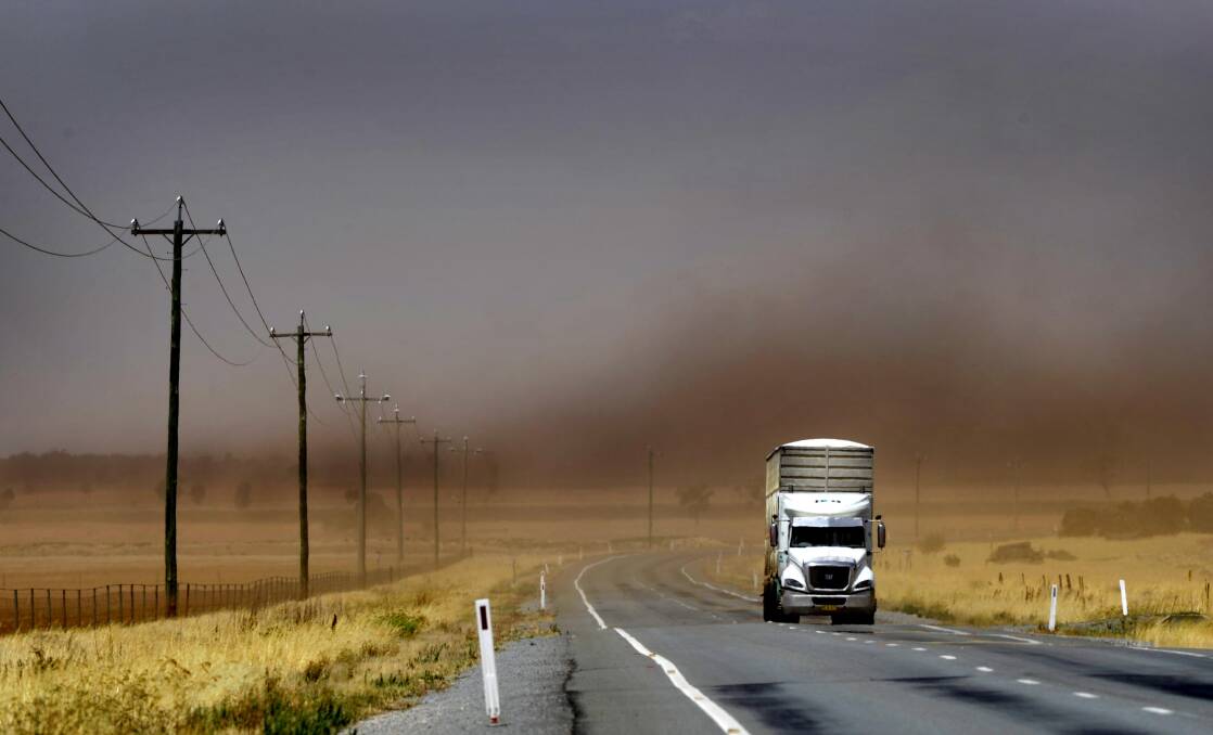Dust over the Newell Highway.