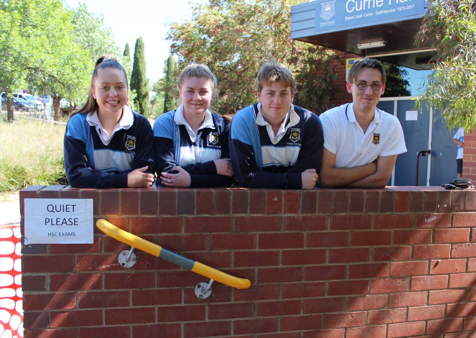 SWEET RELIEF: Wagga High School students Zara Hebles, Halle Earsman, Ned Vandermark and Patrick Dunn had exams on the last day. Picture: Emma Horn