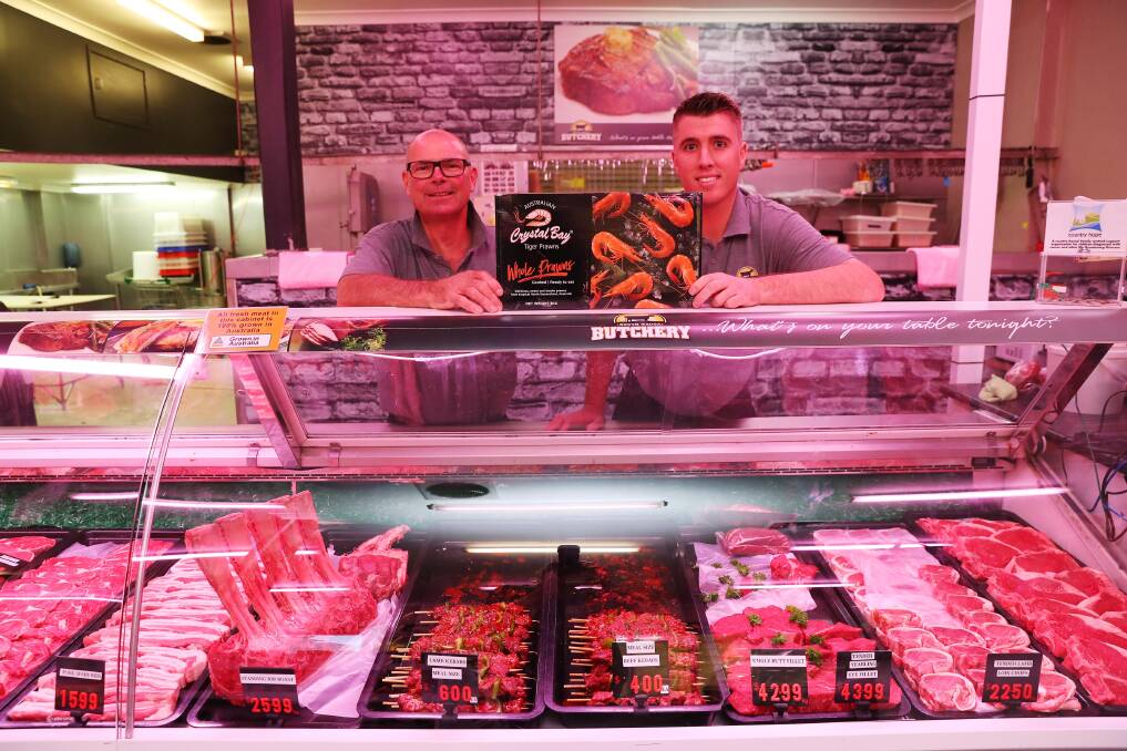 Ray Farrell and Liam Hanigan at South Wagga Butchery. Picture: Emma Hillier