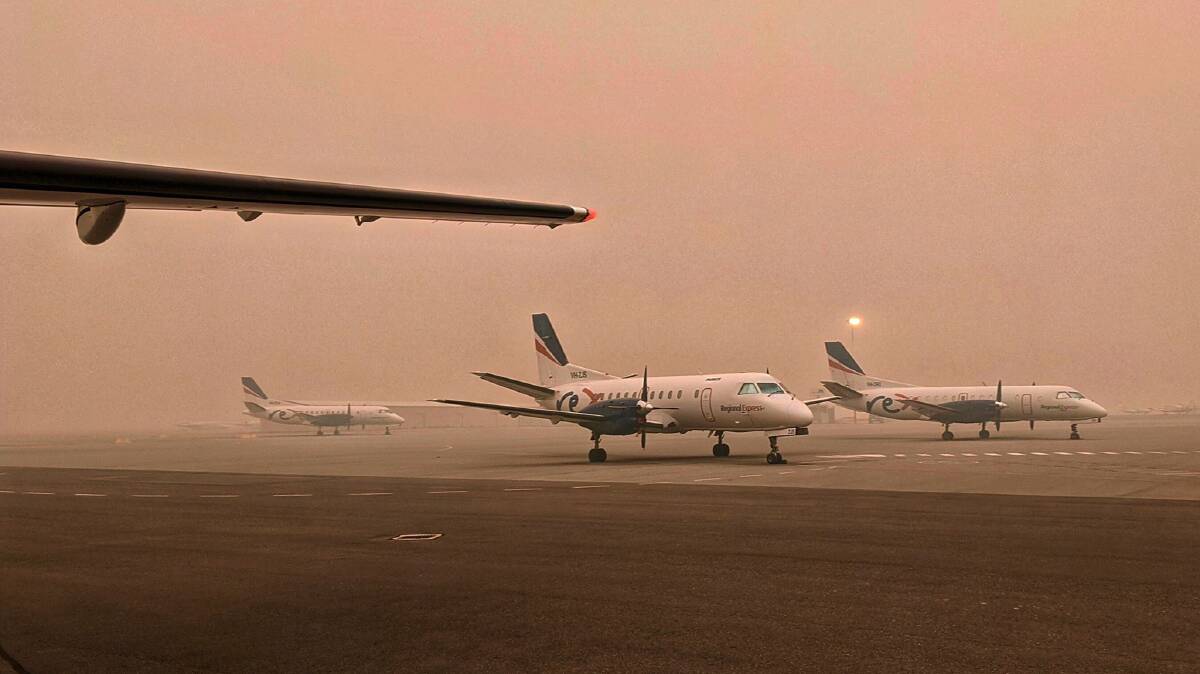 Rex and Qantas grounded their flights from Wagga due to the smoke haze on Sunday. Picture: Toby Vue