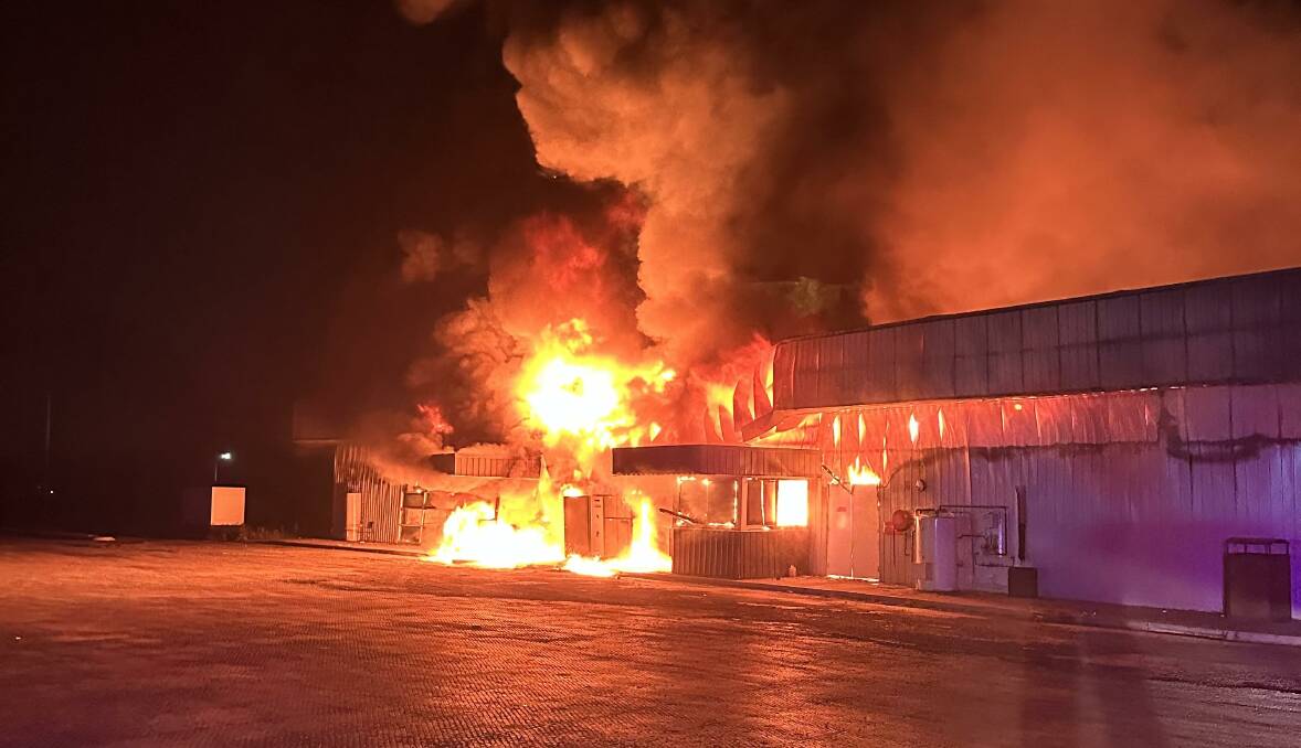 The Coolac service centre went up in flames on Tuesday night. Picture by NSW RFS