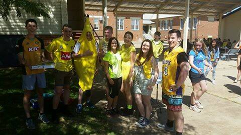 Leeton High School teachers wear yellow to mark what would have been Stephanie Scott's 27th birthday. Picture: Leeton High School