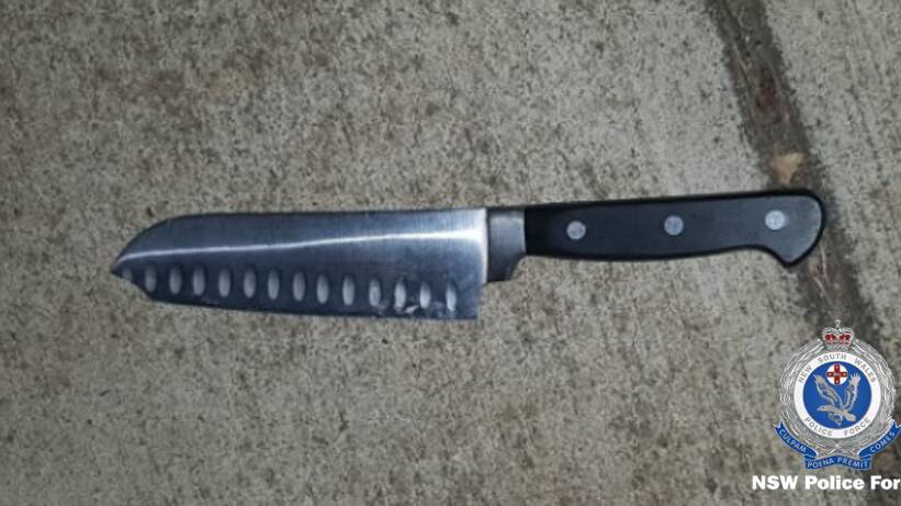 A knife discovered nearby after an alleged armed robbery on Edward Street on Tuesday morning. Picture: NSW Police