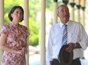 Then-transport minister Gladys Berejiklian and Wagga MP Daryl Maguire at Wagga train station in 2015. File image