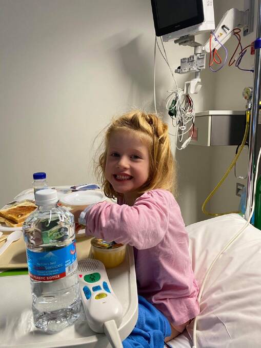 Natalie in good spirits during her precautionary hospital stay.