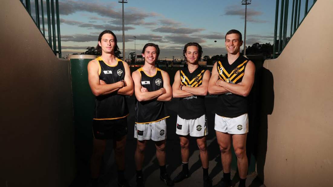 FAMILY AFFAIR: Reid Gordon, Bailey Wileman, Will Keogh and Tom Keogh at Wagga Tigers training on Tuesday night. Picture: Emma Hillier