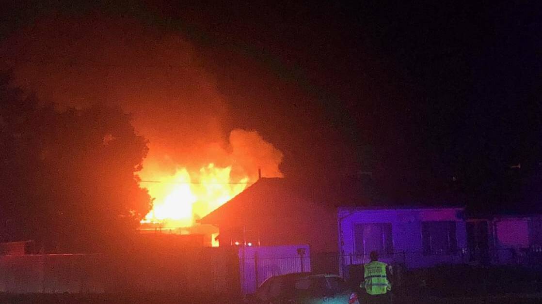 DESTROYED: The fire could be seen from a distance on Wednesday in Leeton. Photo: Supplied