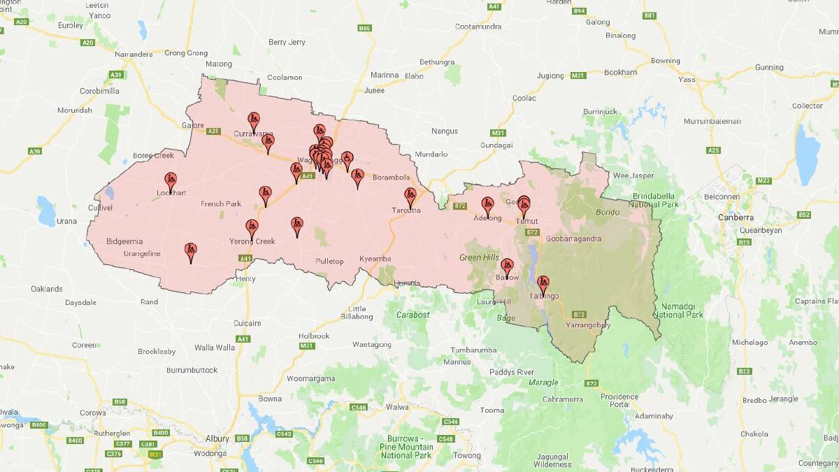 Wagga polling places for the 2019  state election. Picture: Screengrab from elections.nsw.gov.au 
