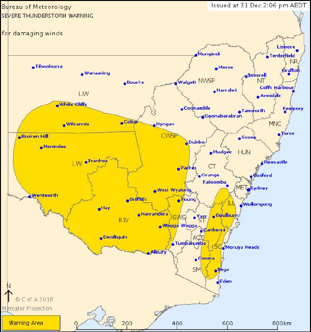 Severe weather warning as thunderstorms, winds move into Riverina