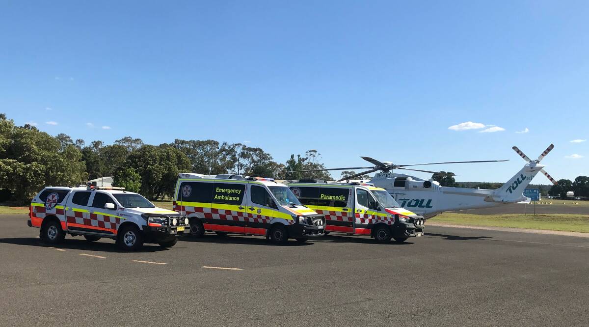 Two children were airlifted from Griffith to Wagga after their jumping castle blew away with them on it. Picture: NSW Ambulance 