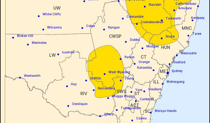 A severe thunderstorm warning has been issued for part of the Riverina. Picture: Bureau of Meteorology