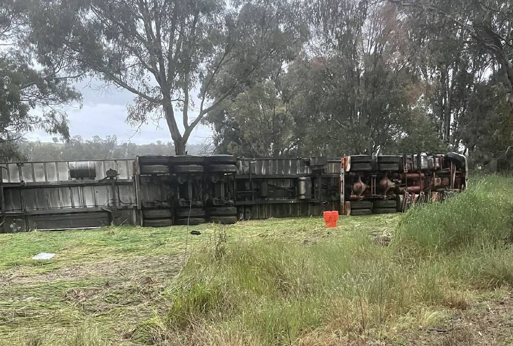 A driver has escaped with minor injuries after a truck crash south of Tarcutta overnight. Picture: NSW Live Traffic