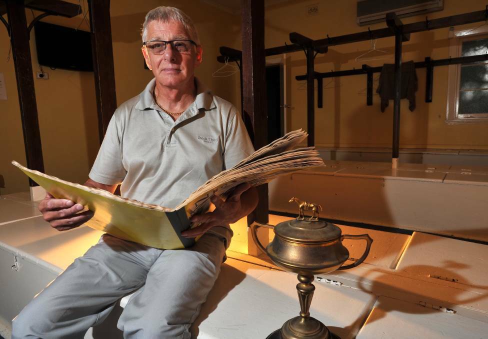 PRECIOUS MEMORIES: Graham Power looks back over his successful racing career in his home away from home - the jockeys' room of the Murrumbidgee Turf Club. Power celebrated his biggest career moment at the track in 1977 when he won the Wagga Gold Cup aboard Captaincy. Picture: Michael Frogley
