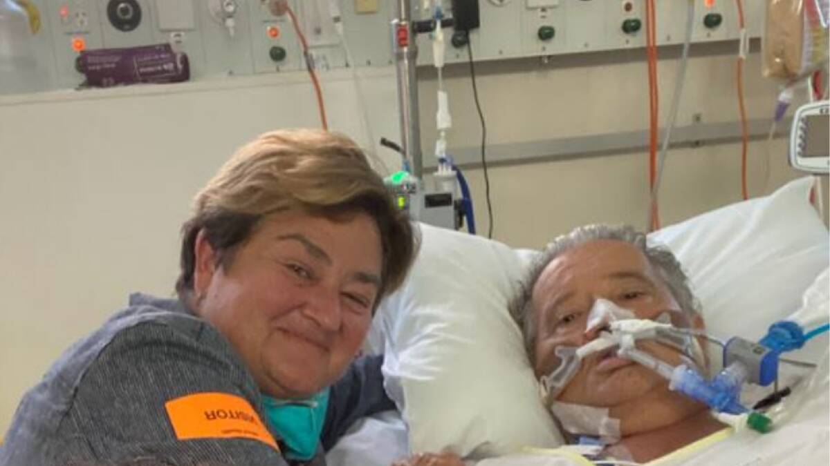 Jackie Monk visits her husband David Kiefel, who is battling Japanese encephalitis, at The Alfred Hospital. Picture: SUPPLIED