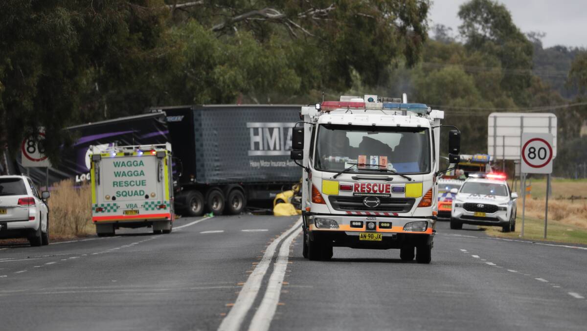HUGE RESPONSE: Emergency services at the scene of a serious crash on Edward Street that saw a young man airlifted to Canberra. Picture: Madeline Begley